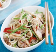 Udon noodles with grilled Asian chicken and snow peas | Australian Healthy Food Guide