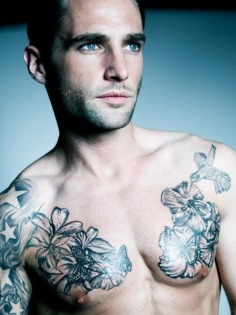 flowers male tattoo designs on chest