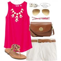 "Pink  White" by classically-preppy on Polyvore