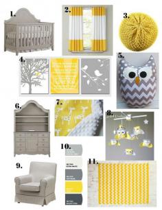 Yellow and Gray Nursery Style Board. really want this whenever i have a kid