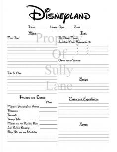 Disneyland Trip Planner Organizer Printable!  Awesome for helping make a schedule for your Disneyland trip!