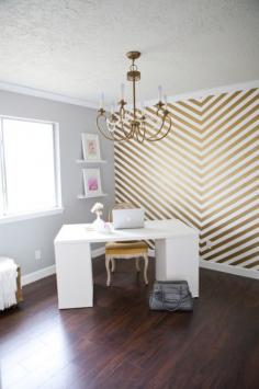 Chevron accent wall, FABULOUS. Would be even more fabulous in a rose gold hue.