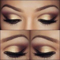 Amazing gold eyes makeup would be  fun dress up going out special occasion style