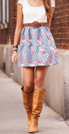 Spring boots and skirt Teen fashion Cute Dress! Clothes Casual Outift for • teenes • movies • girls • women •. summer • fall • spring • winter • outfit ideas • dates • school • parties mint cute sexy ethnic skirt