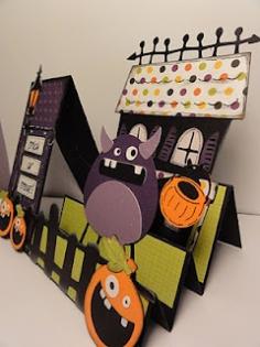 Mini Monster Step Card ~ for Halloween inspiration. Made with Cricut, think about trying this with the fan-fold foundation I used for cards before