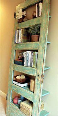 An old door as a bookshelf - brilliant!