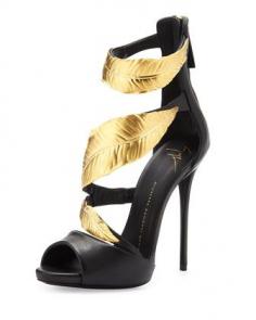 #Giuseppe Zanotti Strappy Sandal with Gold Leaves #Neiman Marcus #Shoeties