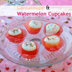 Perfect for pool parties: Cantaloupe & Watermelon Cupcakes | TeaspoonOfSpice.com