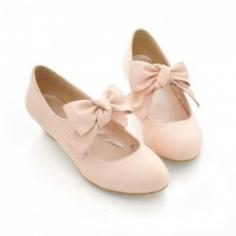 $17.30 Fashion and Sweet Style Bowknot Embellished Round Head Thick Heel Design Women's Pumps