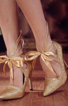 sequins gold high heels