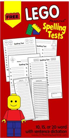 ❤  FREE Lego Spelling Tests for 10, 15 or 20 words for 1st-6th grade homeschoolers #lego #homeschool #spelling