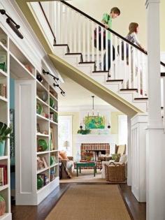 Stairs you can walk under, love the idea of no wasted floor and open space.