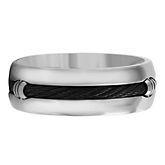 Men's Cable-Inlay Band in Stainless Steel, 8MM