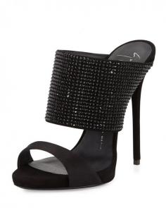 Giuseppe Zanotti High-Heel Crystal Slide Sandal, Nero