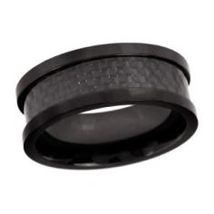 Men's 9.0mm Black IP Stainless Steel and Carbon Fiber Inlay Wedding Band - Zales