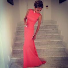 Coral maxi evening dress - love that cut