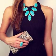 Pave Oval Bib Necklace in Turquoise Magnesite - Kendra Scott LUXE.
