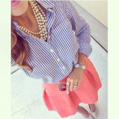 Preppy summer look! Just what I need for my new salmon pink skirt
