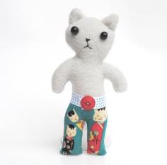 Plush Cat Doll  Satsuki Kittenpants  by absolutelysmall on Etsy, $25.00