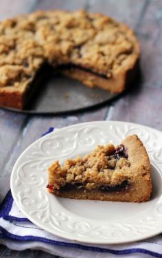 A classic Austrian pastry gets an American twist in this peanut butter and jelly linzer torte, in which two peanut buttery layers of shortbread are filled with a layer of grape jelly to make a delicious cookie sandwich.