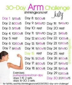 health and beauty / 30-Day Arm Challenge {monthly workout calendar} They have a new one every month focusing on different things