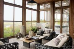 Summer. The porch in a Southampton Beach House. Interior Design: Haynes Roberts.