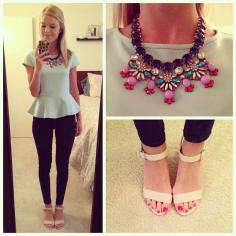 peplum  statement necklace | enh410 Cool party mini skirt with glitter heels Teen fashion Cute Dress! Clothes Casual Outift for • teens • movies • girls • women •. summer • fall • spring • winter • outfit ideas • dates • school • parties mint cute sexy ethnic skirt