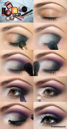 By Step Step Smokey Eye Makeup | ... by step makeup number 4. Grey-purple evening makeup for brown eyes