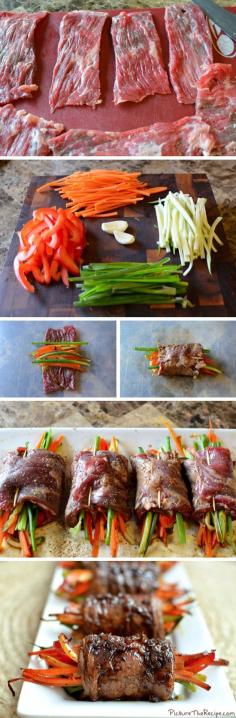 Balsamic Glazed Steak Veggie Rolls