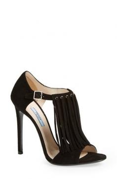 Prada suede fringe sandal is a great shoe to transition into fall.