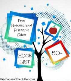 Huge List of Free Homeschool Printable Sites
