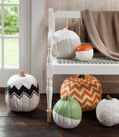 No carving necessary to create these fabulous pumpkins.