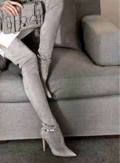 Ash Grey thigh high boots