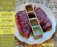 No-Flub Wet Steak Rub -- So easy and adjustable for any recipe size -- works for all those tender cuts of beef that don't need to marinate - tenderloin, strip steak, t-bone, ribeye . . . | thefitfork.com