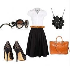 Classic black skirt outfit idea for spring 2014