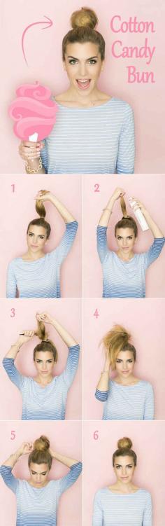 This teased bun is great if your hair is already a frizzy mess. Tease it out a bit more, swirl it around, and you've got a messy chignon.
