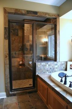 Shower - sublime-decor.com.  Candie would love to see this with a frosted glass or an etched detail