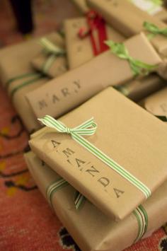 18 Original DIY Christmas Gift Wrap Ideas- I like the stamps!