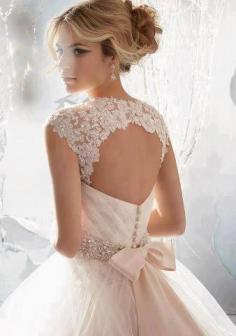 love this princess dress with open lace back.. white bow instead of pink