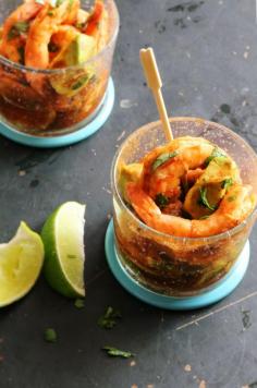 Tex-Mex Shrimp Cocktail. Spicy with avocado and cilantro. SO GOOD!!