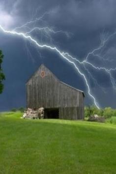 Lighting Storm Over Barn by anastasia