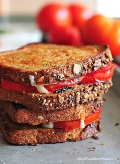 Mozzarella Basil Tomato Sandwich Recipe from @Amy Johnson / She Wears Many Hats