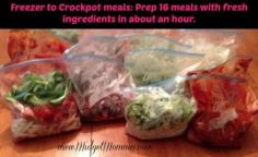 How to prep 16 meals for your crockpot in about an hour! Makes it super easy with meals on busy school nights!