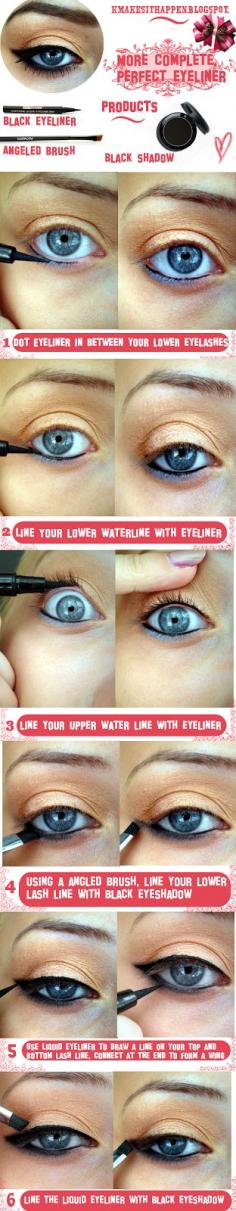 Makeup magic - More perfect, complete eyeliner! Awesome Eye Makeup Tutoiral need to remember this!