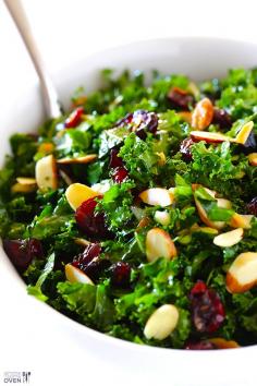 Keep it Healthy! Kale Cranberry Salad Recipe |gimmesomeoven.com #Kale