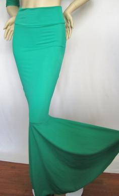 High Waist Mermaid  Skirt Fish tail,Teal Green Stretch Lycra, Fairy Circle skirt, ZanzaDesignsClothing