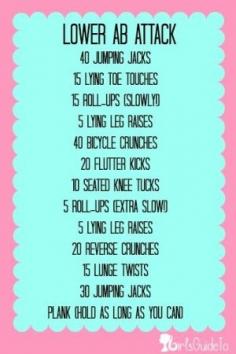Get Bikini Ready: Lower Ab Attack Workout | GirlsGuideTo  love this site! Great for days when I can't make it to the gym. by delores