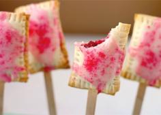 Cherry Pop-Tart Pie Pops! PINK!!!!  (could use different flavored pie filling)