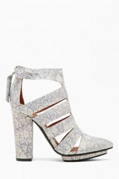 Jeffrey Campbell Idina Cutout Bootie - Snake GREY SNAKE LEATHER