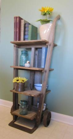 Antique Furniture Dolly Repurposed into shelf by FineNestFurnishings, $360.00